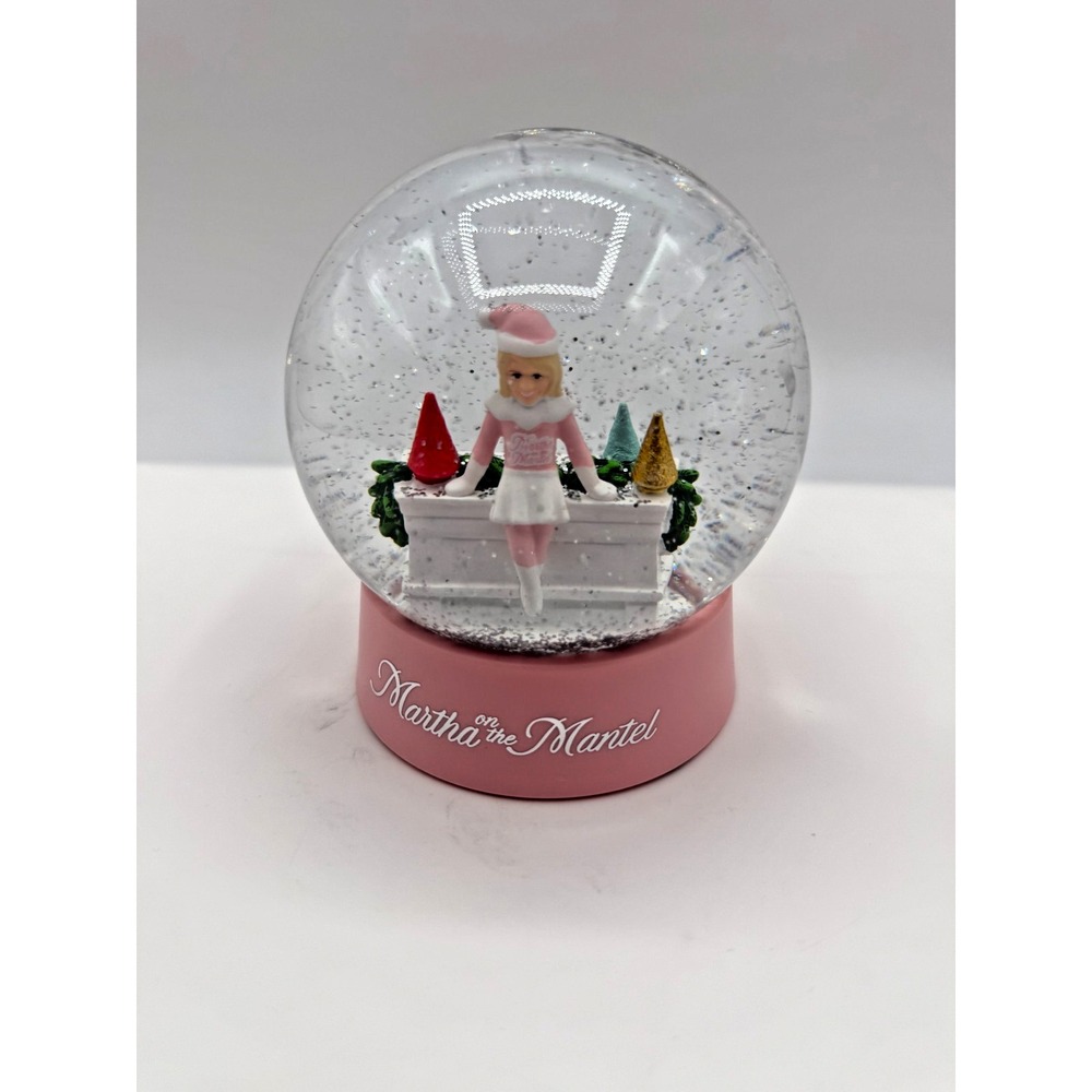 New Martha Stewart "Martha on the Mantel" Pink Holiday Snow Globe